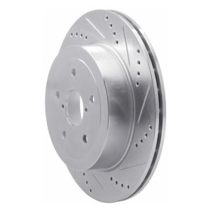 Subaru Impreza Brake Rotor (1) - Rear Right - R1 Concepts - Drilled & Slotted - Silver - `05-`07